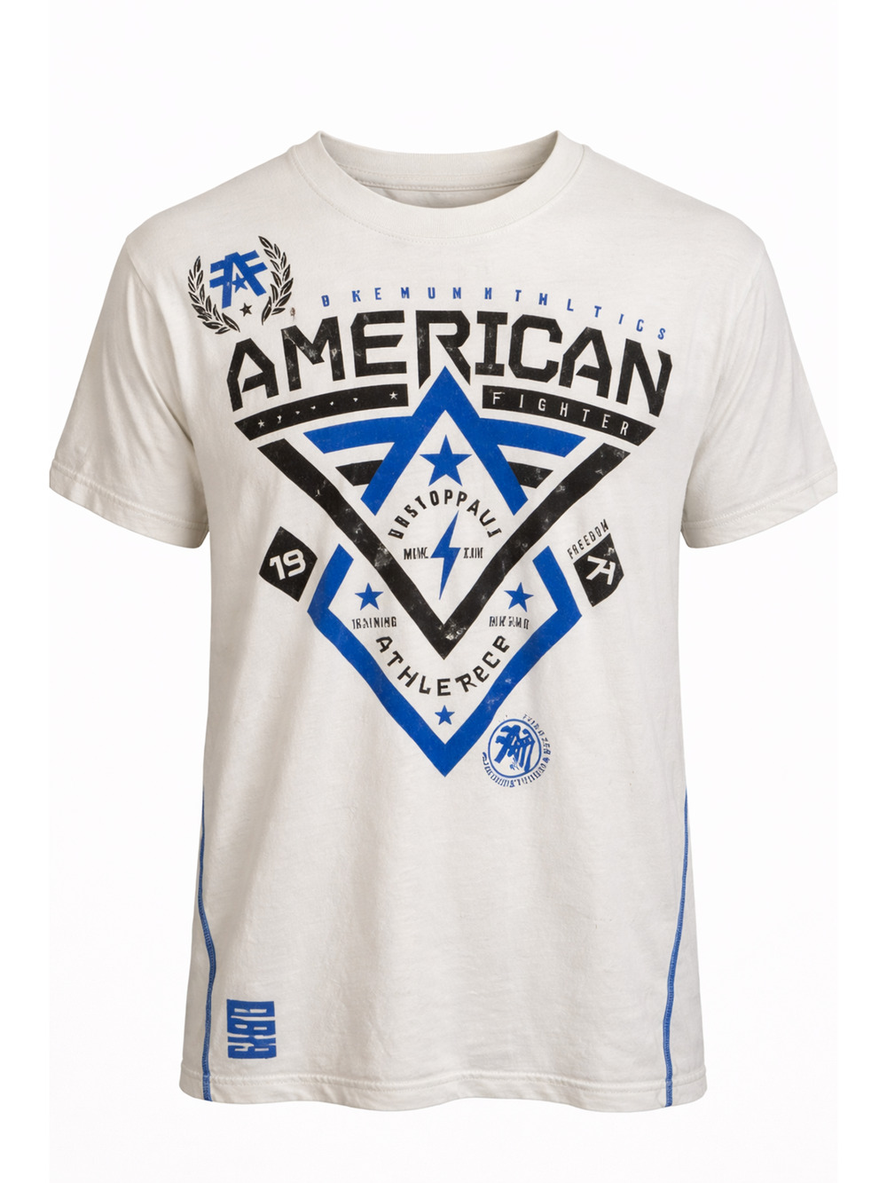 American Fighter Graphic Tee Distressed MMA Streetwear Cotton Blend XL USA White